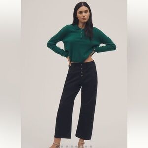 Pilcro Arin Mid-Rise Button-Front Barrel Pants 29 Linen Blend Edition